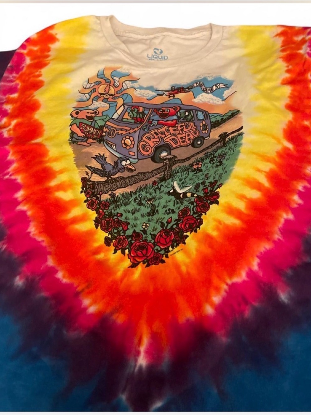Liquid Blue Tie-Dye Wall Art — Yellow Orange Pink Van Design